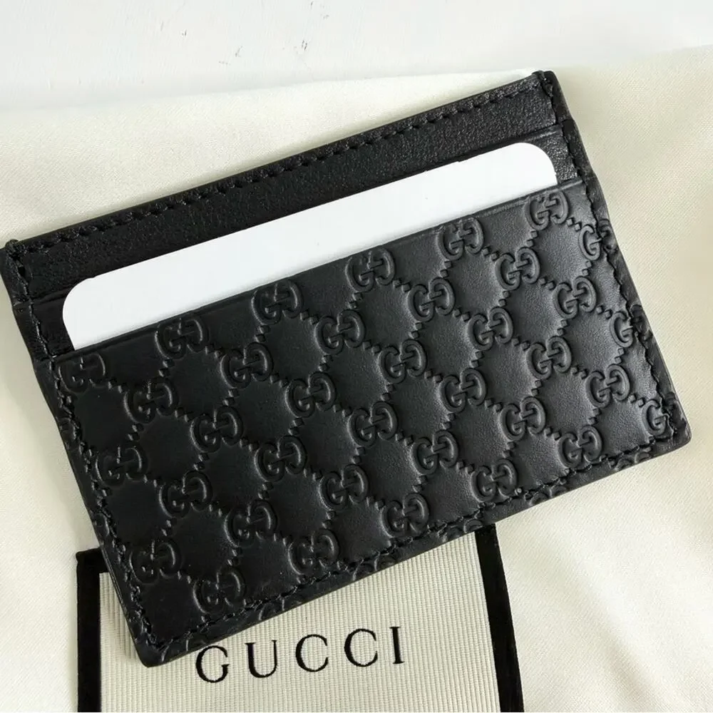Gucci GG Guccissima Black Leather Card Holder - Picture 2 of 4